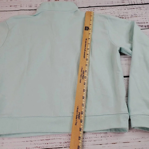 Columbia Trek Sweatshirt Women Medium Mint Blue Cropped 1/2 Zip French Terry - Picture 7 of 14